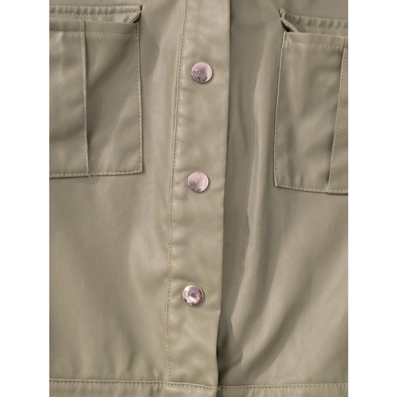 Women's SHEIN Green Faux Leather Cropped Jacket M - Picture 2 of 8